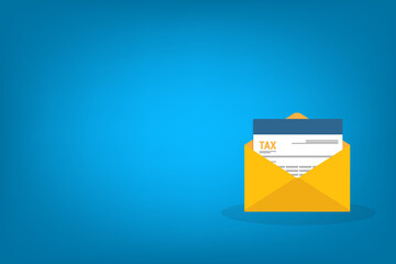 Tax document in an open envelope. Business tax or financial operations.