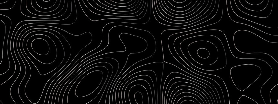 Topographic background and texture, monochrome image. 3D waves, White wave paper curved reliefs abstract background, Abstract topographic contours map background, Vector contour topographic map. © Ghost Rider