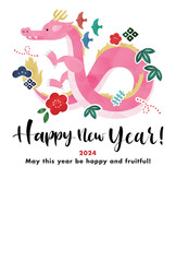 可愛い辰年 2024年の年賀状 イラストベクター素材