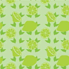 Vector illustration. Seamless pattern. Fabric with summer limes and leaves.