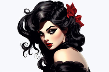 Fototapeta premium Portrait of a woman. Retro Pin-up. Generative AI
