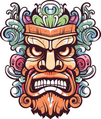 tiki festival, tiki man vector illustration, tiki man art for t-shirt design, sticker and wall art
