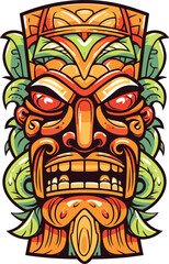 tiki festival, tiki man vector illustration, tiki man art for t-shirt design, sticker and wall art