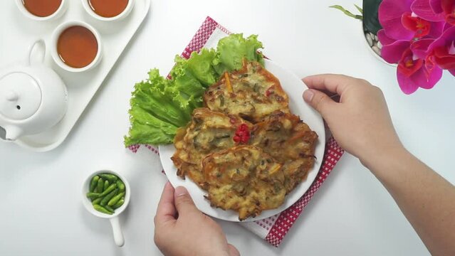 Vegetables Fried or Bakwan goreng or Bala bala is a traditional food from Indonesia