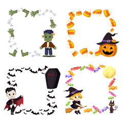 Vector illustration Happy Halloween (trick or treat) celebration with the characters for party invitation such as Banners, webpage, flyer, brochure, card