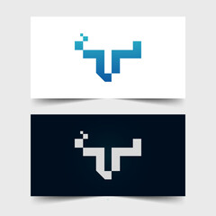 Obraz premium Modern and simple techno bull logo illustration design