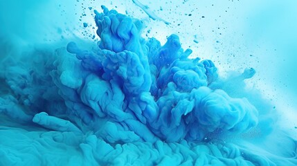 photo blue cyan holi paint color powder festival explosion ai generated image, Generative AI