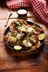 Tacos al pastor. Also known as Tacos de Trompo, they are the most popular type of street tacos in Mexico, commonly made with pork and beef marinated with achiote.