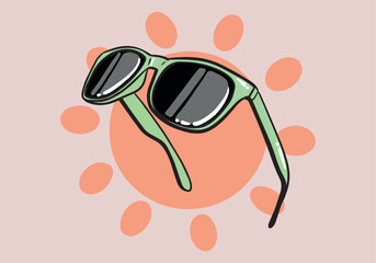 Hand drawn summer concept sun glasses. Summer design colorful cartoon sun glasses.