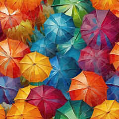 Fototapeta na wymiar Colorful umbrellas rainbow seamless repeat pattern [Generative AI] 