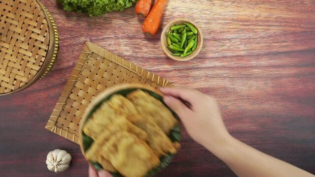 Deep fried tempeh or Tempe goreng is a traditional food from Indonesia