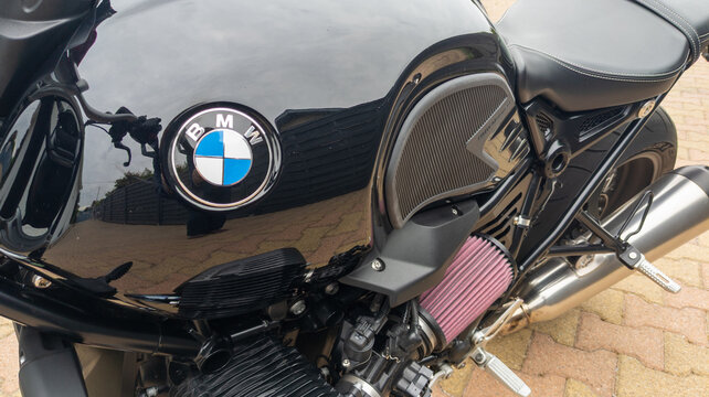 BMW logo brand and text sign retro motorcycle nine t logo fuel tank custom black motorbike