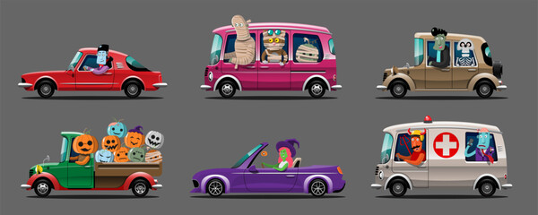 Vector illustration Happy Halloween (trick or treat) celebration with the characters for party invitation such as poster, banners, webpage, flyer, brochure, card
