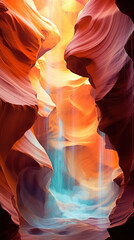 Canyon cave colorful abstract wallpaper. AI generation 