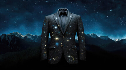 Blazer With A Starry Background In The Style Of Book Art Installations. Generative AI