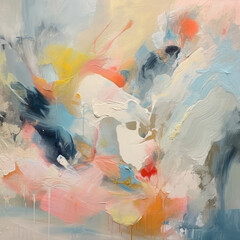 Soft pale pastel colors, strong brush strokes, detailed abstract
