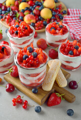 Strawberry tiramisu in a glass