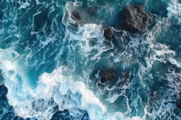 Fototapeta na wymiar Drone Image Of An Ocean With Waves That Form Intricate Patterns Resembling Lace. Generative AI