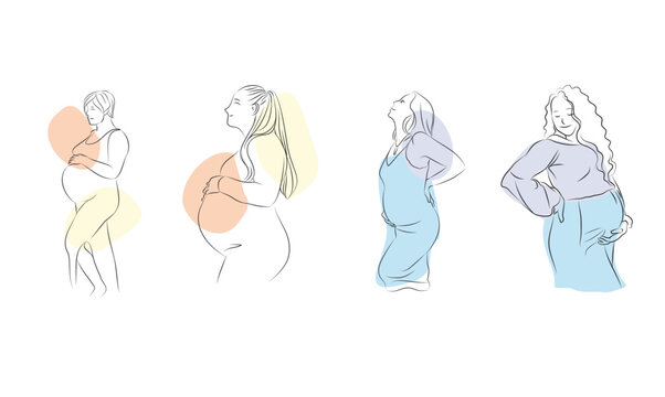 pregnant woman outline illustration 