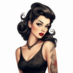 Fototapeta premium Portrait of a woman. Retro Pin-up. Generative AI