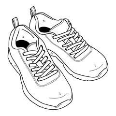 Vector illustration. Line-drawn sneakers. Coloring.