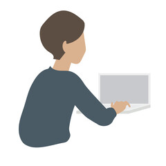 ノートパソコンで作業する男性のイラスト