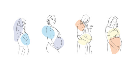 pregnant woman outline illustration 