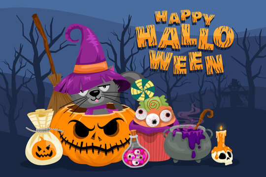 Happy Halloween (trick or treat) Poster for invitation for designer create banner or web page