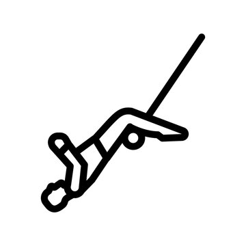recommend clip art: trapeze artist acrobat carnival show line icon vector. trapeze artist acrobat carnival show sign. isolated contour symbol black illustration