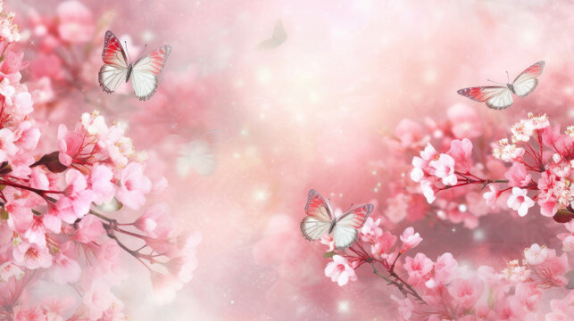 Beautiful gentle spring light background image in pink pastel 