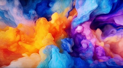 Abstract background bright and colorful explosion of liquid painting, Created with generative AI technology