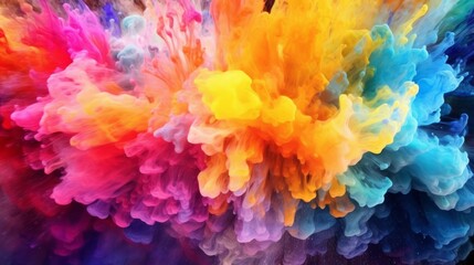 Abstract background bright and colorful explosion of liquid painting, Created with generative AI technology