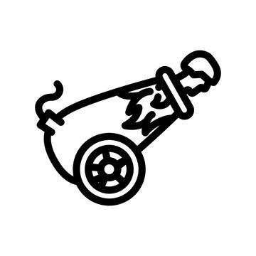 recommend clip art: human cannonball carnival show line icon vector. human cannonball carnival show sign. isolated contour symbol black illustration