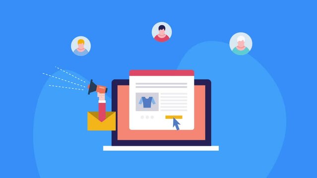 Affiliate marketing concept, customer spending money online shopping, making profit and revenue from referral commission, increasing income graph on dashboard, video animation.