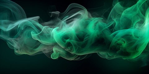 green color smoke background surrounded by black waves, in creative abstraction style