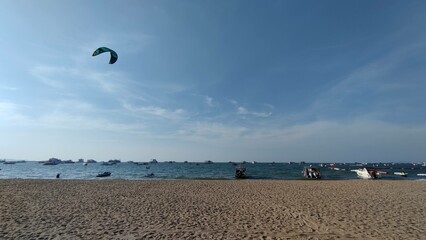 kite surfing on the beach