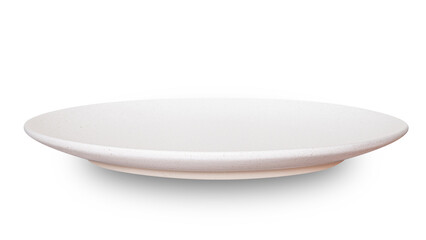 White circle ceramics plate isolated on white background.