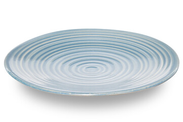 Fototapeta na wymiar Blue circle ceramics plate isolated on white background.