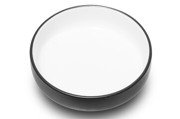 White circle ceramics plate isolated on white background.