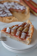 Traditional home made French rhubarb tart cake