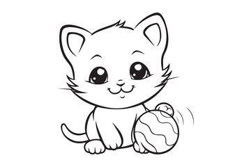 Kids Coloring Pages, Cute Cat Coloring Pages, Cat Character Vector Illustration 