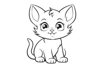 Obraz premium Kids Coloring Pages, Cute Cat Coloring Pages, Cat Character Vector Illustration 
