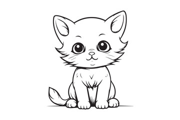 Kids Coloring Pages, Cute Cat Coloring Pages, Cat Character Vector Illustration 