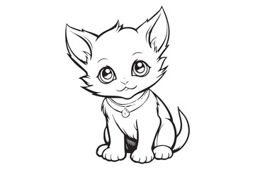 Kids Coloring Pages, Cute Cat Coloring Pages, Cat Character Vector Illustration 