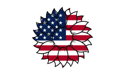 Patriotic Sunflower 4th of July 3D Sunflower  Vector and Clip Art