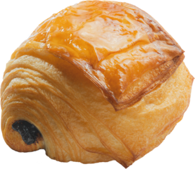Different kind of freshly baked pain au chocolate on transparent background