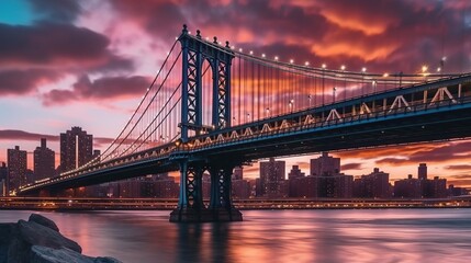 Fototapeta na wymiar HD wallpaper: lighting, usa, united states, new york, manhattan bridge, dusk, 