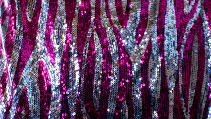 a design of hot pink and sliver sequins