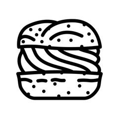 vanilla cream puff food snack line icon vector. vanilla cream puff food snack sign. isolated contour symbol black illustration
