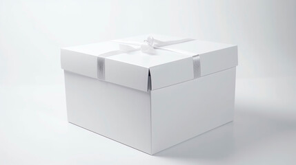 Elegant white gift box created with Generative Ai technology